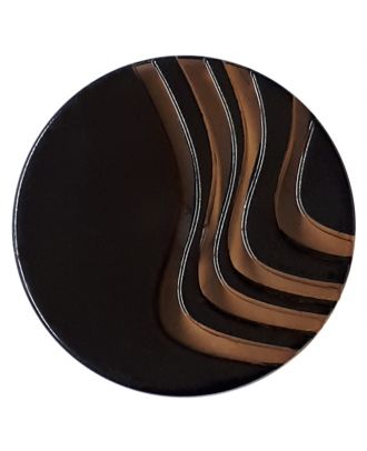 Plexiglasknopf mit außergewöhnlichem Wellenmuster mit Öse - Größe: 30mm - Farbe: braun - Art.Nr. 372841