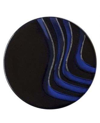 Plexiglasknopf mit außergewöhnlichem Wellenmuster mit Öse - Größe: 20mm - Farbe: mittelblau - Art.Nr. 332840