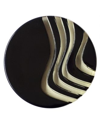 Plexiglasknopf mit außergewöhnlichem Wellenmuster mit Öse - Größe: 25mm - Farbe: gelb / messing - Art.Nr. 342821