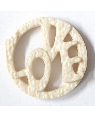 schöner abstrakter Love Knopf - Größe: 25mm - Farbe: beige - Art.Nr. 332846