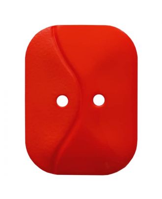 oblong polyamide button with 2 holes and wave - Size: 32mm - Color: red - Art.No. 374809