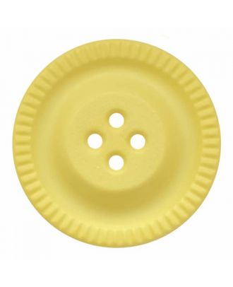 round polyamide button with 4 holes and gear on the edge - Size: 28mm - Color: yellow - Art.No. 344861