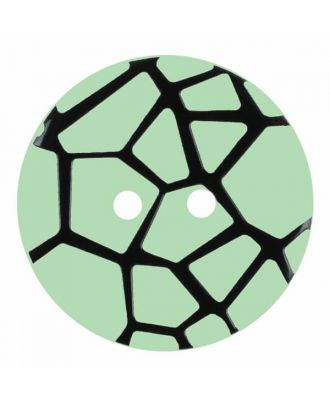 Knopf mit einem erhöhten schwarzen Spinnennetz , 2-Loch - Größe: 18mm - Farbe: hellgrün - Art.Nr. 314832