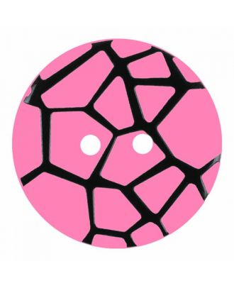 Knopf mit einem erhöhten schwarzen Spinnennetz , 2-Loch - Größe: 18mm - Farbe: rose/pink - Art.Nr. 314835