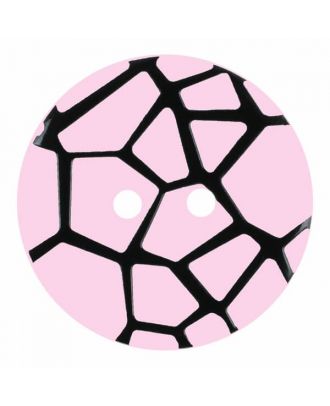 Knopf mit einem erhöhten schwarzen Spinnennetz , 2-Loch - Größe: 28mm - Farbe: rose/pink - Art.Nr. 374833