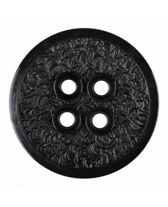 polyamide button with a fine edge and surface relief and four holes - Size: 34mm - Color: black - Art.No. 370883