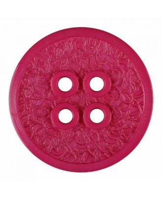 Polyamidknopf mit schmaler Kante und Oberflächenrelief mit vier Löchern - Größe: 28mm - Farbe: rosa - Art.Nr. 345833