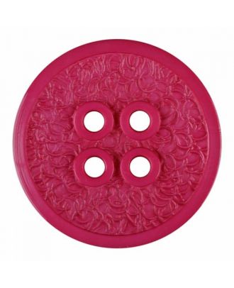 Polyamidknopf mit schmaler Kante und Oberflächenrelief mit vier Löchern - Größe: 34mm - Farbe: rosa - Art.Nr. 375808