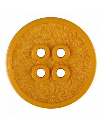 polyamide button with a fine edge and surface relief and four holes - Size: 34mm - Color: yellow - Art.No. 375811