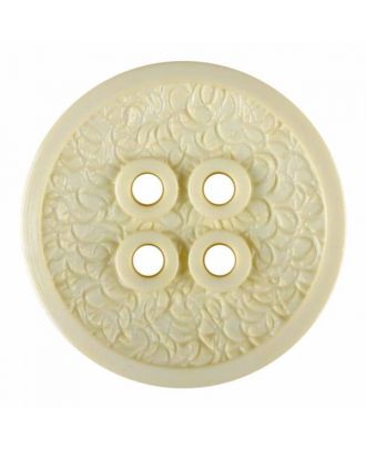 polyamide button with a fine edge and surface relief and four holes - Size: 34mm - Color: yellow - Art.No. 375812