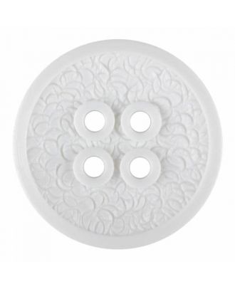 Polyamidknopf mit schmaler Kante und Oberflächenrelief mit vier Löchern - Größe: 34mm - Farbe: weiß - Art.Nr. 370882