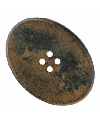 wood button oval with four  holes - Size: 38mm - Color: brown - Art.No. 400283