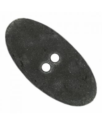 ovaler Polyamidknopf im Vintage Look mit zwei Löchern - Größe: 45mm - Farbe: schwarz - Art.Nr. 420096