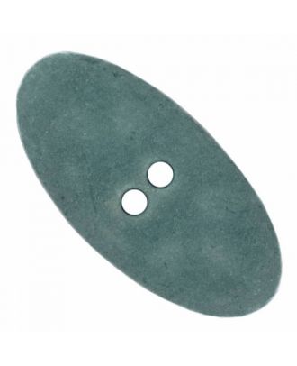 ovaler Polyamidknopf im Vintage Look mit zwei Löchern - Größe: 55mm - Farbe: blau - Art.Nr. 455804