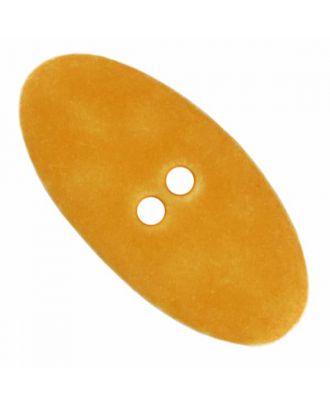 ovaler Polyamidknopf im Vintage Look mit zwei Löchern - Größe: 55mm - Farbe: gelb - Art.Nr. 455810
