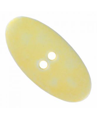 ovaler Polyamidknopf im Vintage Look mit zwei Löchern - Größe: 45mm - Farbe: gelb - Art.Nr. 425811