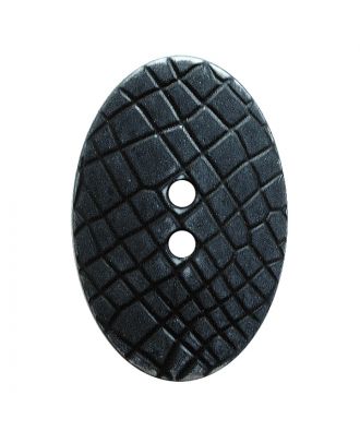 Polyamidknopf oval im "Vintage Look", mit feiner Struktur und 2 Löchern - Größe:  30mm - Farbe: schwarz - ArtNr.: 380416