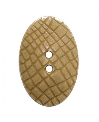 polyamide button oval-shaped "Vintage Look" with fine structure and 2 holes - Size: 30mm - Color: beige - Art.No.: 387801