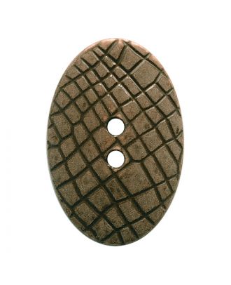 polyamide button oval-shaped "Vintage Look" with fine structure and 2 holes - Size: 20mm - Color: dunkelbraun - Art.No.: 317803