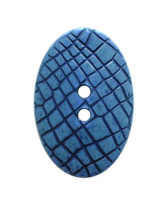 polyamide button oval-shaped "Vintage Look" with fine structure and 2 holes - Size: 30mm - Color: blau - Art.No.: 387805