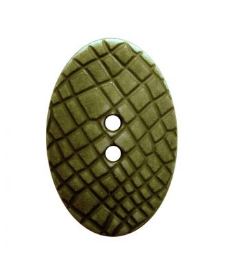 polyamide button oval-shaped "Vintage Look" with fine structure and 2 holes - Size: 20mm - Color: khaki - Art.No.: 317809