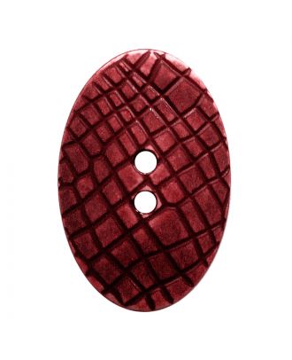 Polyamidknopf oval im "Vintage Look", mit feiner Struktur und 2 Löchern - Größe:  20mm - Farbe: weinrot - ArtNr.: 317811