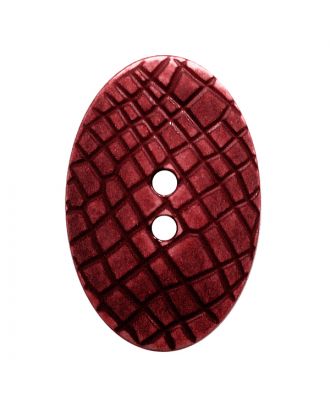 polyamide button oval-shaped "Vintage Look" with fine structure and 2 holes - Size: 20mm - Color: weinrot - Art.No.: 317811