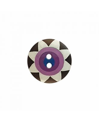 Kaffe Fassett Button “Star Flower”, polyamide round shape 2 holes - Size: 15mm - Color: black/white/purple/violet/navy - Art.-Nr.: 261401