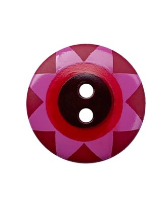 Kaffe Fassett button polyamide round shape printed with 2 holes - Size: 15mm - Color: burgundy - Art.No.: 261494