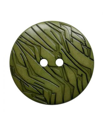 polyamide button round shape with black lacquer and 2 holes - Size: 23mm - Color: khaki - Art.No.: 342031