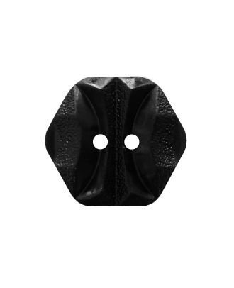 Polyamidknopf sechseckig mit 2 Löchern - Größe:  23mm - Farbe: schwarz - ArtNr.: 341472