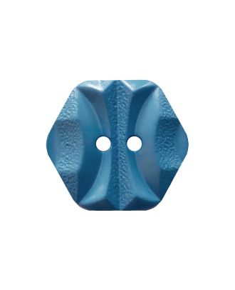 Polyamidknopf sechseckig mit 2 Löchern - Größe:  23mm - Farbe: blau - ArtNr.: 345009