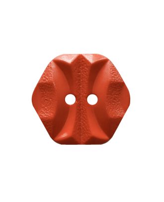 Polyamidknopf sechseckig mit 2 Löchern - Größe:  23mm - Farbe: orange - ArtNr.: 345016