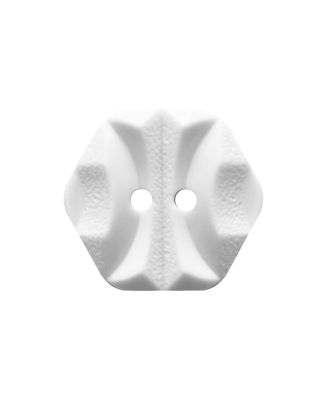 Polyamidknopf sechseckig mit 2 Löchern - Größe:  18mm - Farbe: weiß - ArtNr.: 311201
