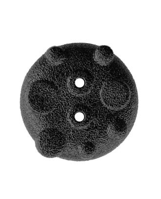 Polyamidknopf rund mit matter, ungleichmäßiger Oberfläche und 2 Löchern - Größe:  23mm - Farbe: schwarz - ArtNr.: 341489