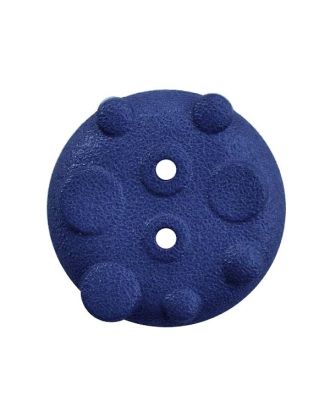 Polyamidknopf rund mit matter, ungleichmäßiger Oberfläche und 2 Löchern - Größe:  28mm - Farbe: blau - ArtNr.: 386004