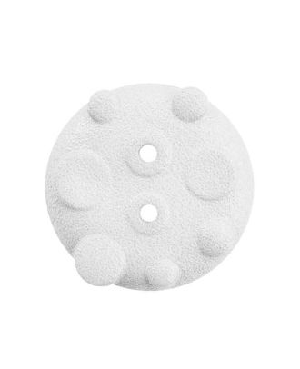 polyamide button round shape with matt, uneven surface and 2 holes - Size: 28mm - Color: weiß - Art.No.: 380462