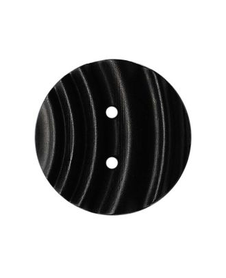 Polyamidknopf rund mit matter, wellenförmiger Oberfläche und 2 Löchern - Größe:  25mm - Farbe: schwarz - ArtNr.: 370983