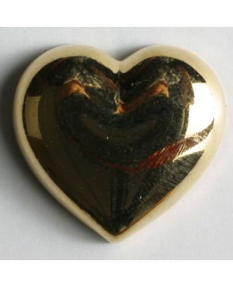 Heart button, metallized plastic - Size: 11mm - Color: gold - Art.No. 211107