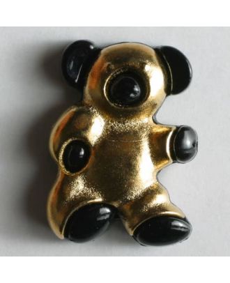 metallisierter Kunststoffknopf in Form eines Bärchens - Größe: 18mm - Farbe: gold - Art.Nr. 250733