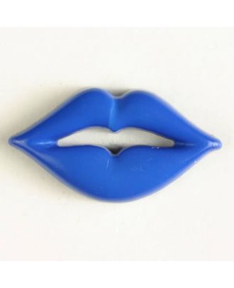 Knopf in Form von geschwungenen Lippen  -  Größe: 30mm - Farbe: blau  - Art.Nr. 320565