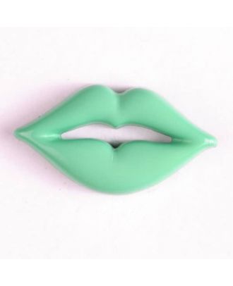 Knopf in Form von geschwungenen Lippen  -  Größe: 30mm - Farbe: grün - Art.Nr. 320566