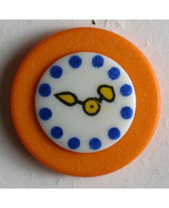 Kinderknopf Wanduhr - Größe: 18mm - Farbe: orange - Art.Nr. 250932