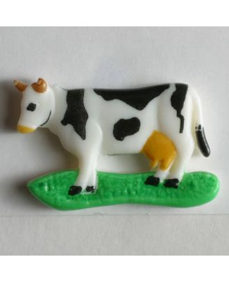 Kinderknopf Kuh auf grüner Wiese - Größe: 27mm - Farbe: weiß - Art.Nr. 300266