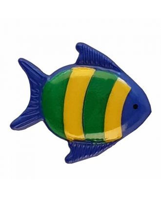 Kinderknopf hübscher bunter Fisch - Größe: 18mm - Farbe: blau - Art.Nr. 251272