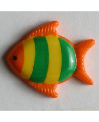 Kinderknopf hübscher bunter Fisch - Größe: 18mm - Farbe: orange - Art.Nr. 251273