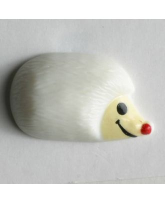Kinderknopf lächelnder Igel -  Größe: 18mm - Farbe: weiß - Art.Nr. 251322