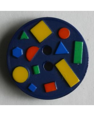 Kinderknopf mit bunten geometrischen Formen - Größe: 18mm - Farbe: blau - Art.Nr. 241045