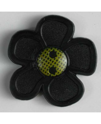 Flower button - Size: 28mm - Color: black - Art.No. 340705