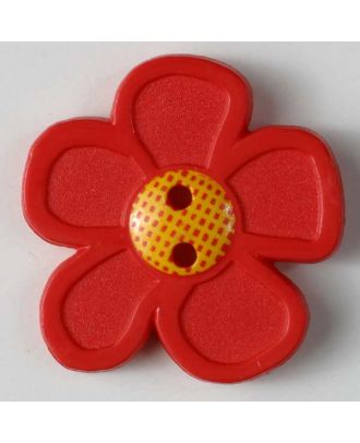 Flower button - Size: 28mm - Color: red - Art.No. 340708